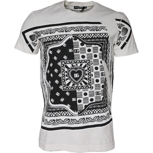 Dolce & Gabbana White Bandana Print Cotton Short Sleeves T-shirt Dolce & Gabbana Gray