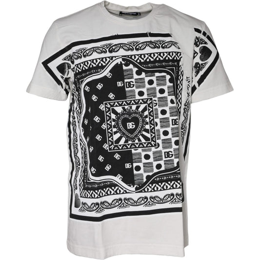Dolce & Gabbana White Bandana Print Cotton Short Sleeves T-shirt Dolce & Gabbana Dark Slate Gray