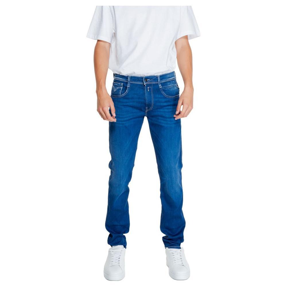Replay Blue Cotton Relaxed Fit Jeans