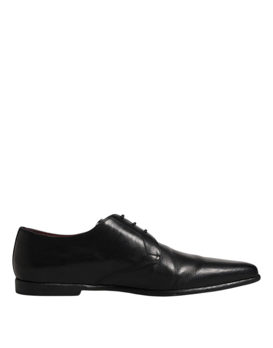 Dolce & Gabbana Black Leather Lace Up Men Derby Formal Shoes Dolce & Gabbana Black
