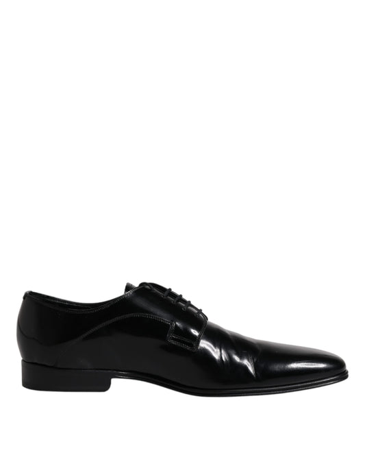 Dolce & Gabbana Black Leather Lace Up Derby Formal Shoes Dolce & Gabbana Black
