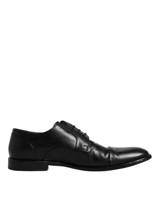 Dolce & Gabbana Black Leather Lace Up Men Derby Formal Shoes Dolce & Gabbana Black