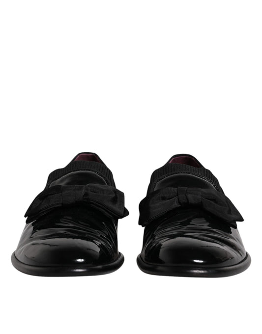Dolce & Gabbana Black Leather Loafers Men Formal Dress Shoes Dolce & Gabbana Black