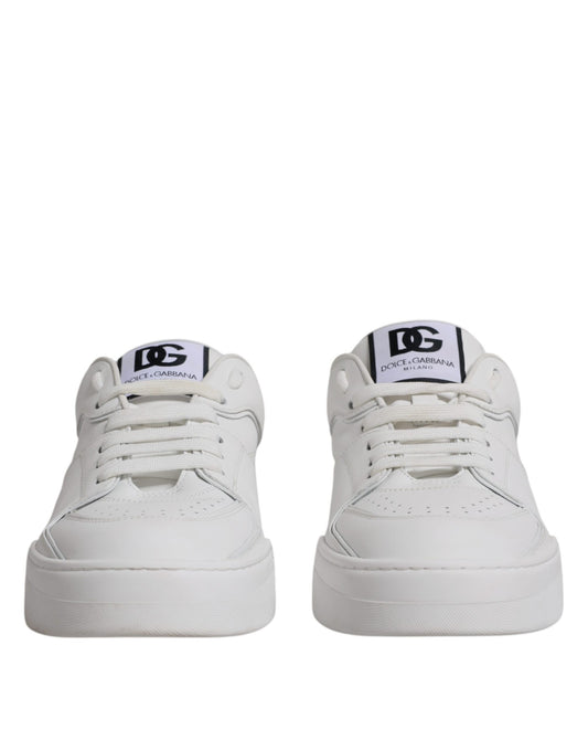 Dolce & Gabbana White Miami Leather Low Top Sneakers Shoes Dolce & Gabbana Gray