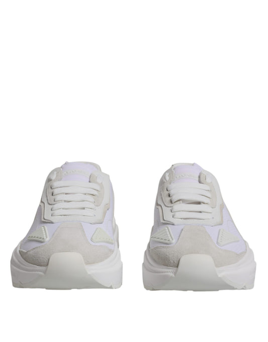 Dolce & Gabbana White Leather Daymaster Low Top Sneakers Shoes Dolce & Gabbana Gray