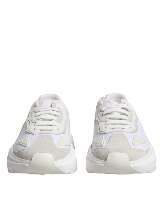Dolce & Gabbana White Leather Daymaster Low Top Sneaker Shoes Dolce & Gabbana Light Gray