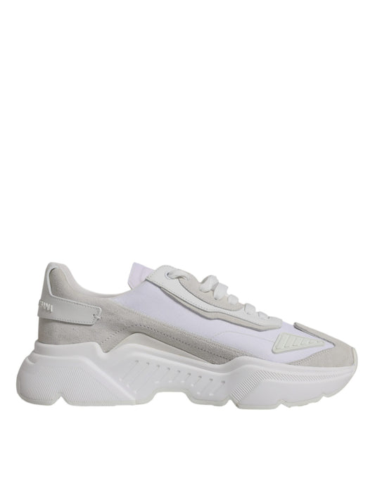 Dolce & Gabbana White Leather Daymaster Low Top Sneaker Shoes Dolce & Gabbana Gray