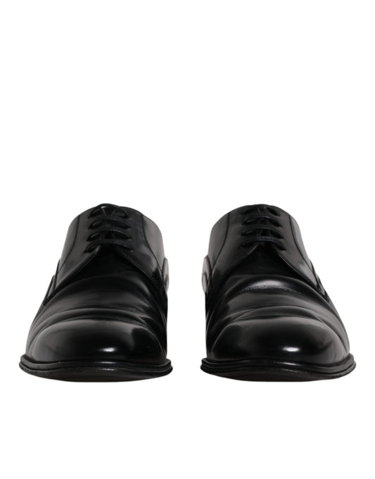 Dolce & Gabbana Black Leather Derby Formal Men Dress Shoes Dolce & Gabbana Black
