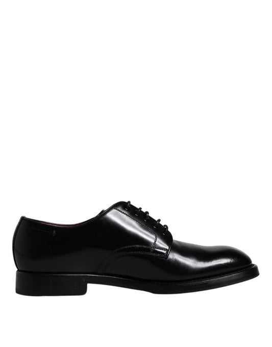 Dolce & Gabbana Black Leather Lace Up Men Derby Formal Shoes Dolce & Gabbana Black