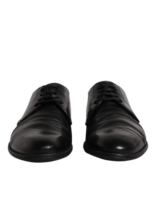 Dolce & Gabbana Black Leather Lace Up Men Derby Formal Shoes Dolce & Gabbana Black