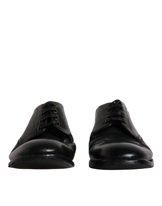 Dolce & Gabbana Black Leather Derby Formal Men Dress Shoes Dolce & Gabbana Black