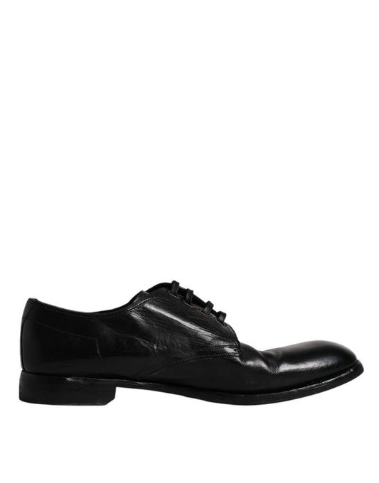 Dolce & Gabbana Black Leather Derby Formal Men Dress Shoes Dolce & Gabbana Black