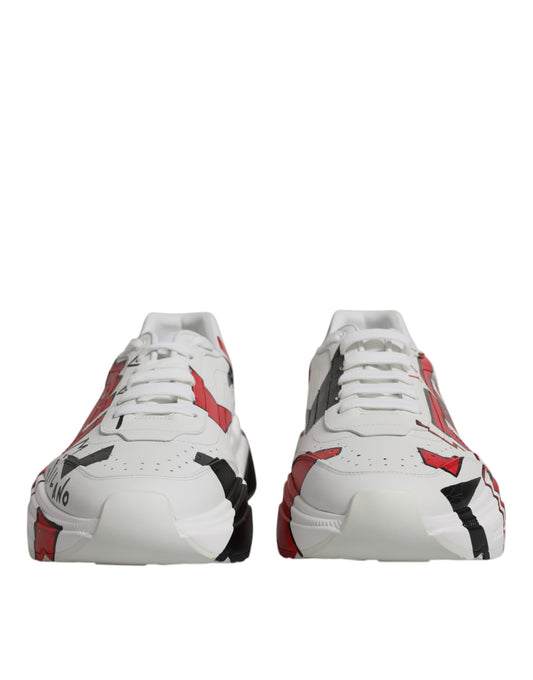 Dolce & Gabbana White Daymaster Hand Painted Sneakers Shoes Dolce & Gabbana Gray