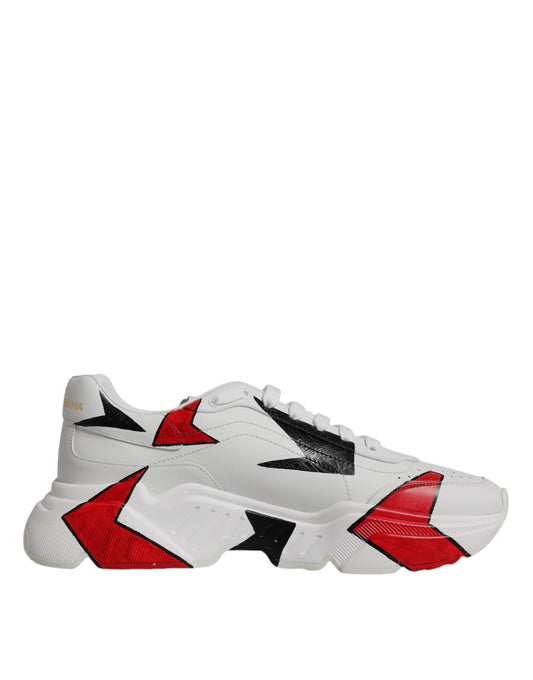 Dolce & Gabbana White Daymaster Hand Painted Sneakers Shoes Dolce & Gabbana Gray