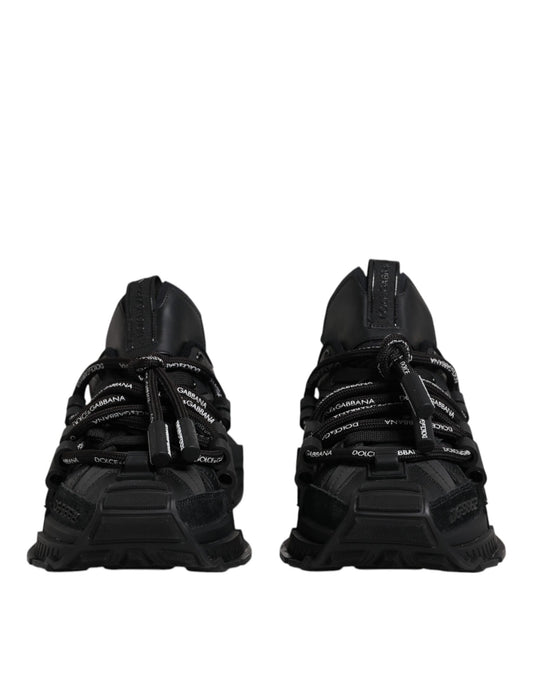 Dolce & Gabbana Black Low Top Space Lace Up Sneakers Shoes Dolce & Gabbana Black