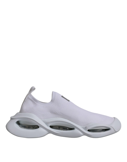 Dolce & Gabbana White Slip On Wave Low Top Men Sneakers Shoes Dolce & Gabbana Gray
