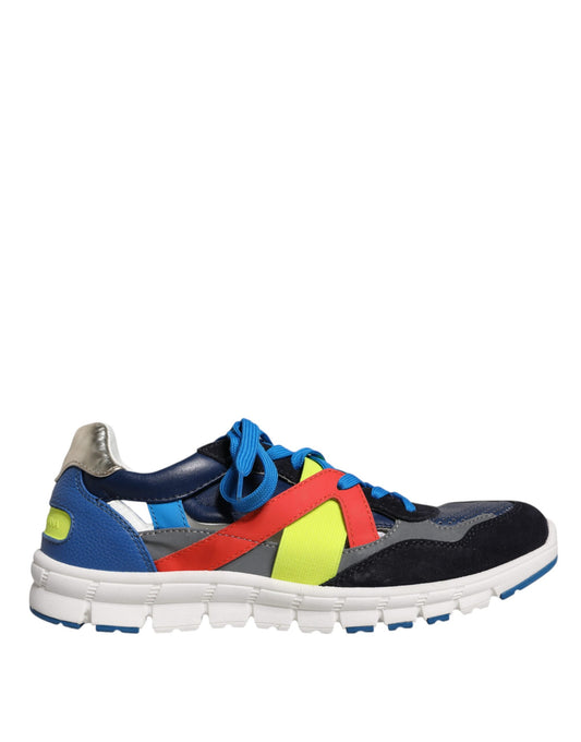 Dolce & Gabbana Multicolor Leather Suede Low Top Sneakers Shoes Dolce & Gabbana Dark Slate Gray