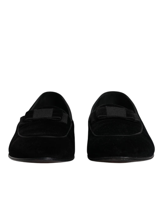 Dolce & Gabbana Black Velvet Loafers Formal Men Dress Shoes Dolce & Gabbana Black