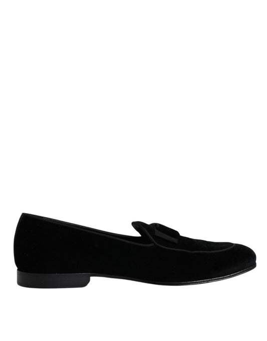 Dolce & Gabbana Black Velvet Loafers Formal Men Dress Shoes Dolce & Gabbana Black