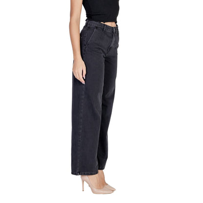 Jacqueline De Yong Black Cotton Relaxed Fit Jean