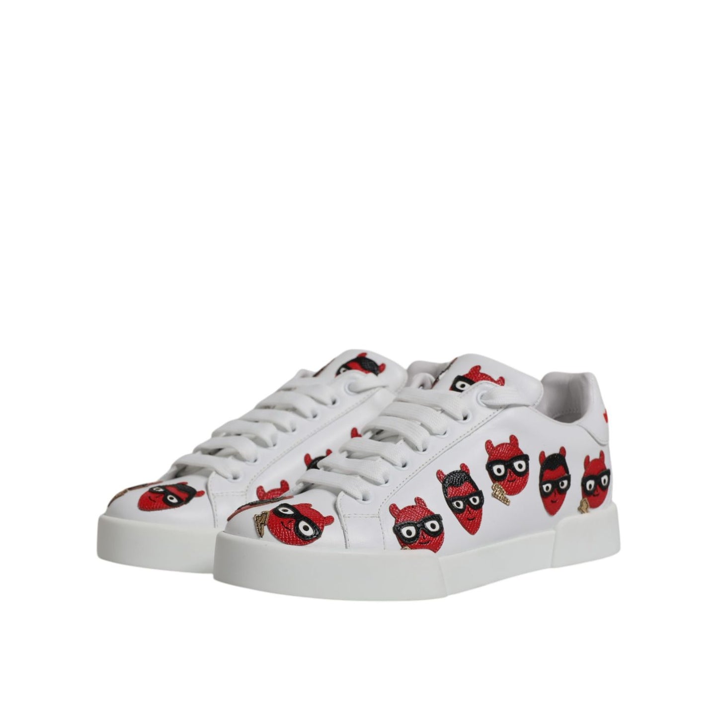 Dolce & Gabbana White Devil Face Portofino Sneakers Shoes