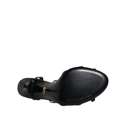 Dolce & Gabbana Black Leather High Heels Keira Sandals Shoes