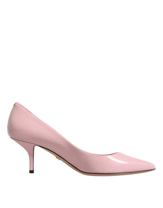 Dolce & Gabbana Light Pink Patent Leather Heels Pumps Shoes Dolce & Gabbana Tan