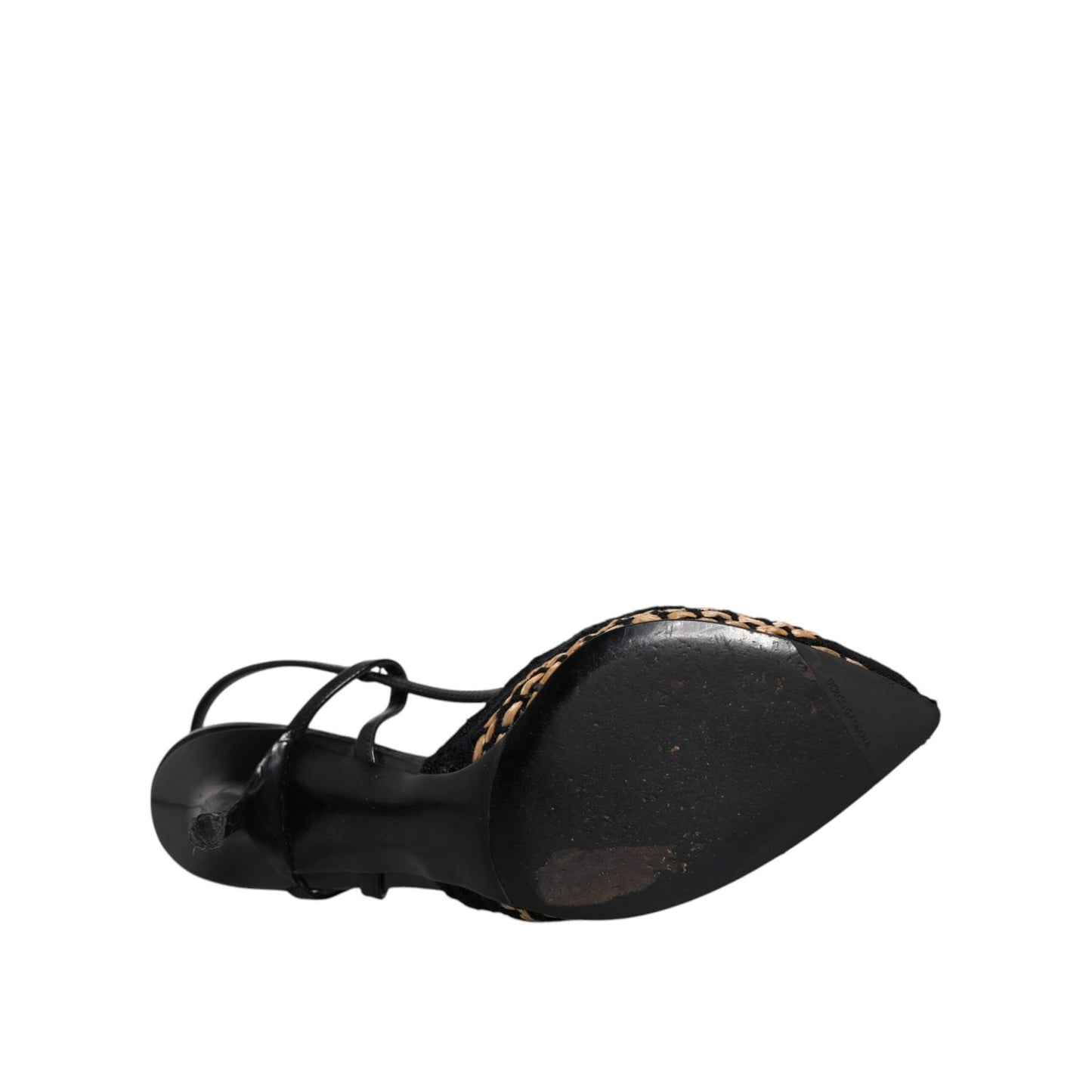 Dolce & Gabbana Black Brown Lace High Heels Slingback Shoes
