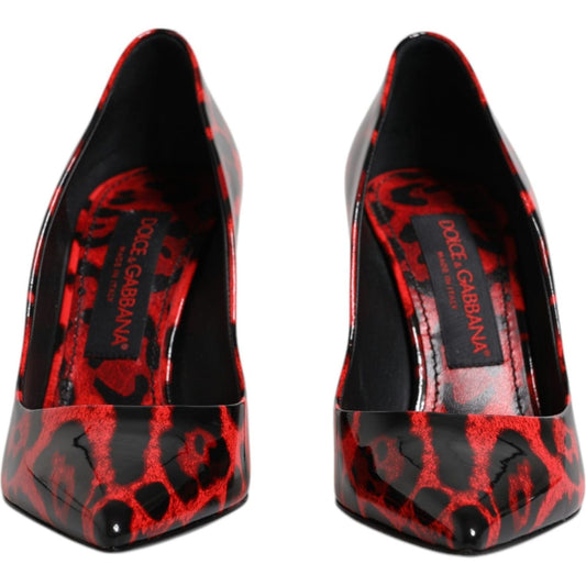 Dolce & Gabbana Red Leopard Leather Stiletto High Heels Pumps Shoes Dolce & Gabbana Pale Violet Red