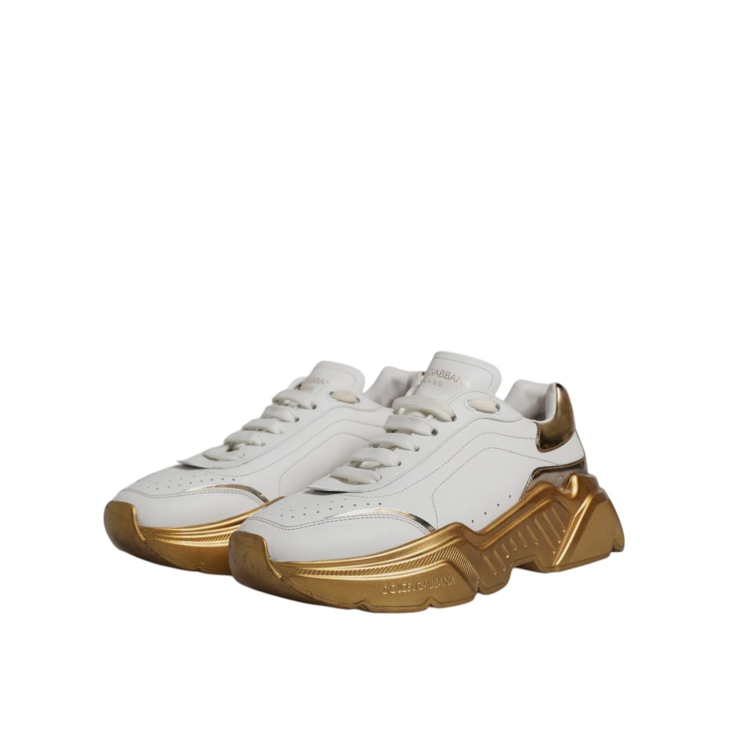 Dolce & Gabbana White Gold Daymaster Low Top Sneakers Shoes
