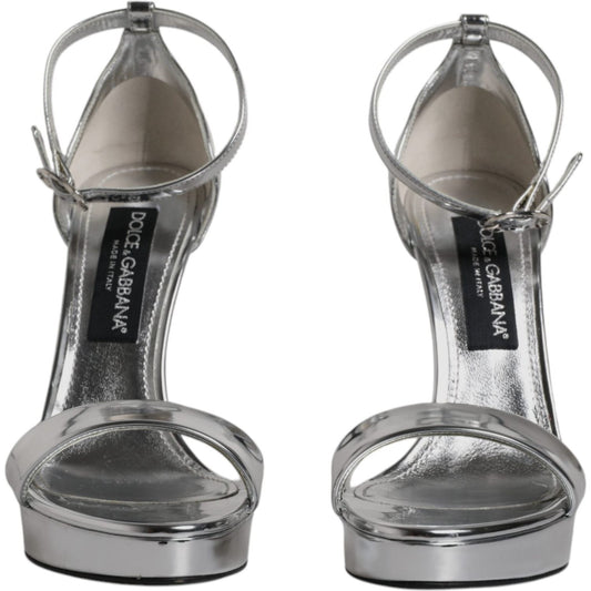 Dolce & Gabbana Silver KEIRA Heels Ankle Strap Sandals Shoes Dolce & Gabbana Slate Gray