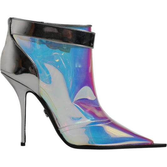 Dolce & Gabbana Shoes Silver Iridescent Pointed Short Boots Dolce & Gabbana Light Slate Gray