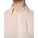Brunello Cucinelli Beige Silk Blend Collared Button Down Top TSH86743-38
