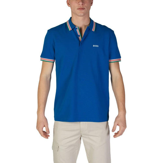 Hugo Boss Blue Cotton Polo Shirt Hugo Boss Tan