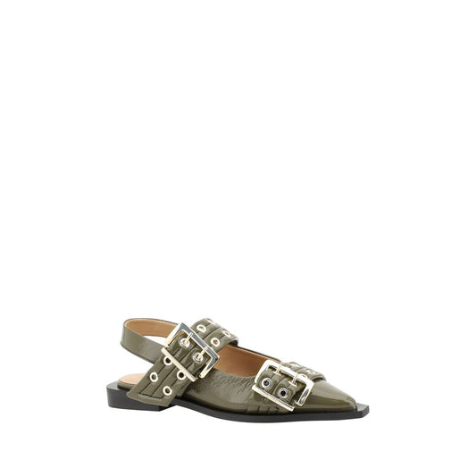 Ganni Buckle Ballerinas Ganni Dim Gray