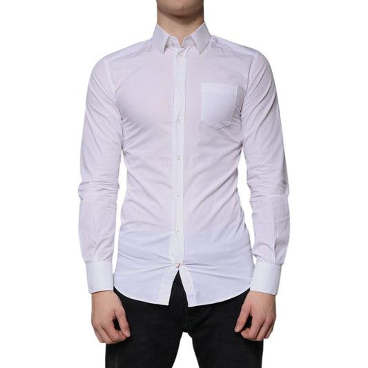 Dolce & Gabbana White Cotton Long Sleeve GOLD Dress Men Shirt 1728,67345645728,Clothing,Dolce & Gabbana,IT38 | XS,Material: 100% Cotton,Men,Men - Clothing,Preowned / Defect,Shirts - Men - Clothing,White Dolce & Gabbana TSH86342-38