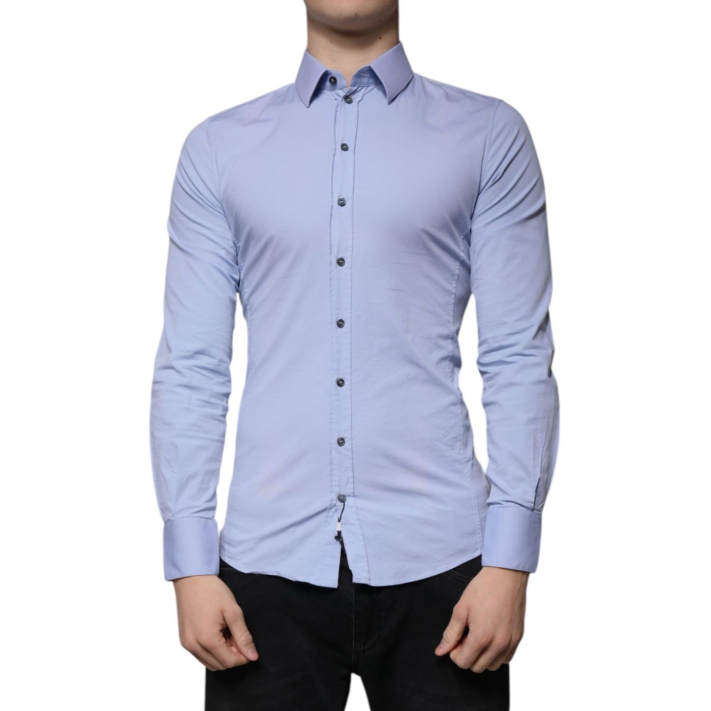 Dolce & Gabbana Light Blue Cotton Slim Fit SICILIA Dress Shirt