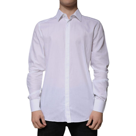 Dolce & Gabbana White Cotton Slim Fit Formal GOLD Dress Shirt 1728,67345645728,Clothing,Dolce & Gabbana,IT41 | L,Material: 100% Cotton,Men,Men - Clothing,Preowned / Defect,Shirts - Men - Clothing,White Dolce & Gabbana TSH86480-41
