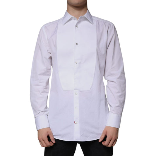 Dolce & Gabbana White Bib Cotton Poplin GOLD Men Formal Shirt 1728,67345645728,Clothing,Dolce & Gabbana,IT43 | 2XL,Material: 100% Cotton,Men,Men - Clothing,Preowned / Defect,Shirts - Men - Clothing,White Dolce & Gabbana TSH86495-43
