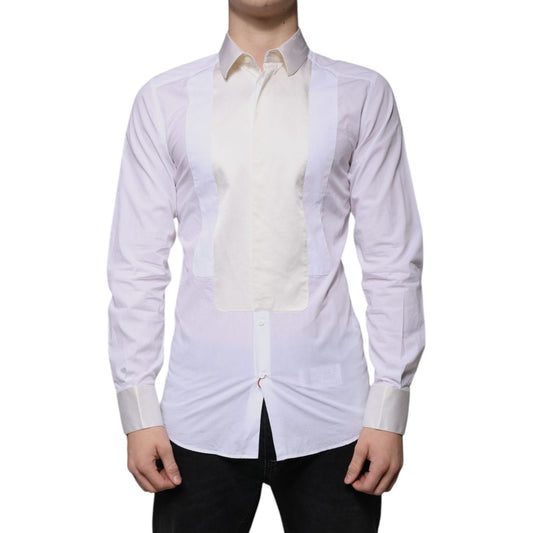 Dolce & Gabbana White Cotton Silk Slim Fit GOLD Dress Shirt 1728,67345645728,Clothing,Dolce & Gabbana,IT39 | S,Material: 88% Cotton 12% Silk,Men,Men - Clothing,Preowned / Defect,Shirts - Men - Clothing,White Dolce & Gabbana TSH86497-39