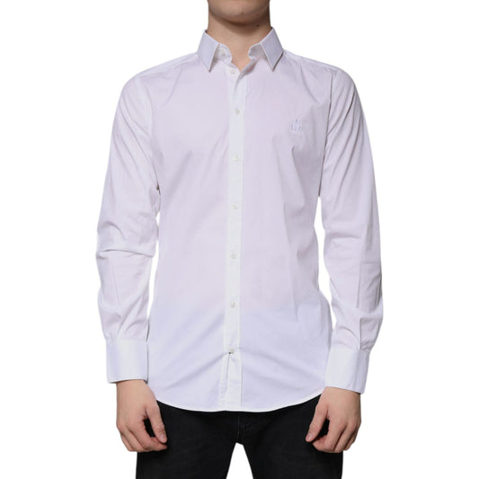 Dolce & Gabbana White Cotton Long Sleeve GOLD Dress Shirt 1728,67345645728,Clothing,Dolce & Gabbana,IT40 | M,Material: 69% Cotton 25% Nylon 6% Elastane,Men,Men - Clothing,Preowned / Defect,Shirts - Men - Clothing,White Dolce & Gabbana TSH86504-40