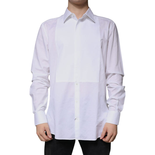 Dolce & Gabbana White Bib Cotton Poplin GOLD Formal Shirt 1728,67345645728,Clothing,Dolce & Gabbana,IT44 | 3XL,Material: 100% Cotton,Men,Men - Clothing,Preowned / Defect,Shirts - Men - Clothing,White Dolce & Gabbana TSH86505-44