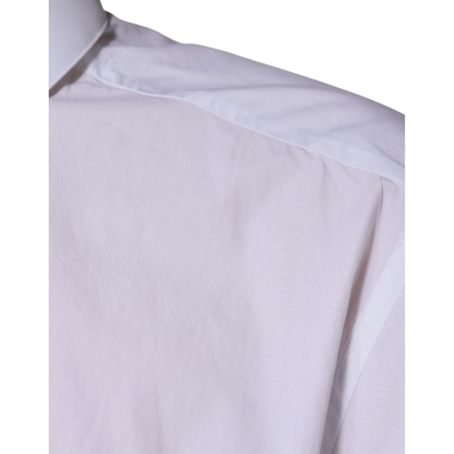 Dolce & Gabbana White Logo Cotton Slim Fit GOLD Dress Shirt