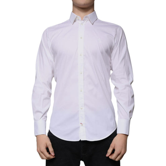 Dolce & Gabbana White Cotton Blend Formal MARTINI Shirt 1728,67345645728,Clothing,Dolce & Gabbana,IT38 | XS,Material: 69% Cotton 25% Nylon 6% Elastane,Men,Men - Clothing,Preowned / Defect,Shirts - Men - Clothing,White Dolce & Gabbana TSH86515-38