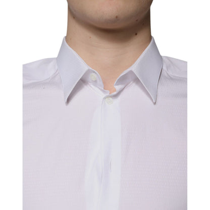 Dolce & Gabbana White Cotton Formal Men GOLD Dress Shirt