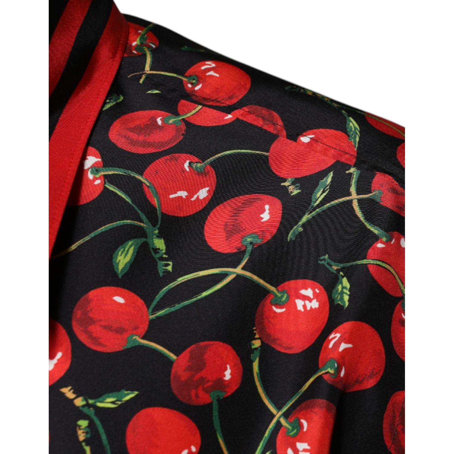 Dolce & Gabbana Black Cherry Silk Button Down Casual Shirt
