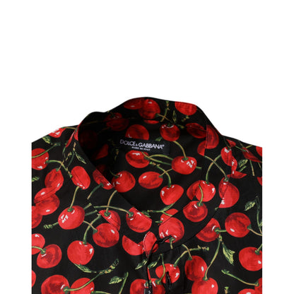 Dolce & Gabbana Black Cherry Cotton Button Down Casual Shirt
