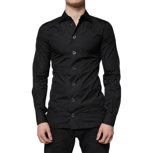 Dolce & Gabbana Black Cotton Formal Long Sleeves Dress Shirt Dolce & Gabbana Black