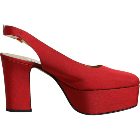 Dolce & Gabbana Red Platform Slingback Heels Sandals Shoes 1728,67345645728,Dolce & Gabbana,EU37.5/US7,Material: Leather,Preowned / Defect,Red,Sandals - Women - Shoes,Shoes,Women,Women - Shoes Dolce & Gabbana LA12056-37.5