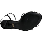 Dolce & Gabbana Black Leather Crystal Bow KEIRA Sandals Shoes LA12072-39
